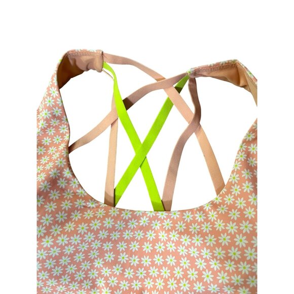 Fabletics Sports Bra Womens 3X Pink Daisy Floral Crisscross Back Workout Top - Picture 5 of 11